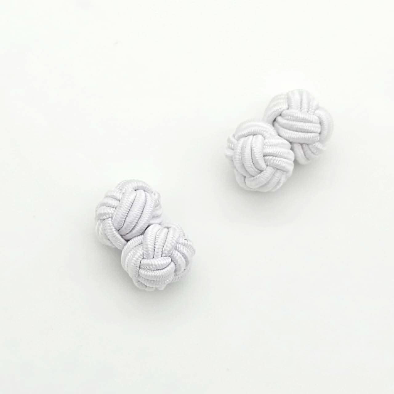 CUFFLINK SILK KNOT, TYPE UNI-COLOR TWIN-FIST, WHITE - KNisa Premium Men's Fashion Brand