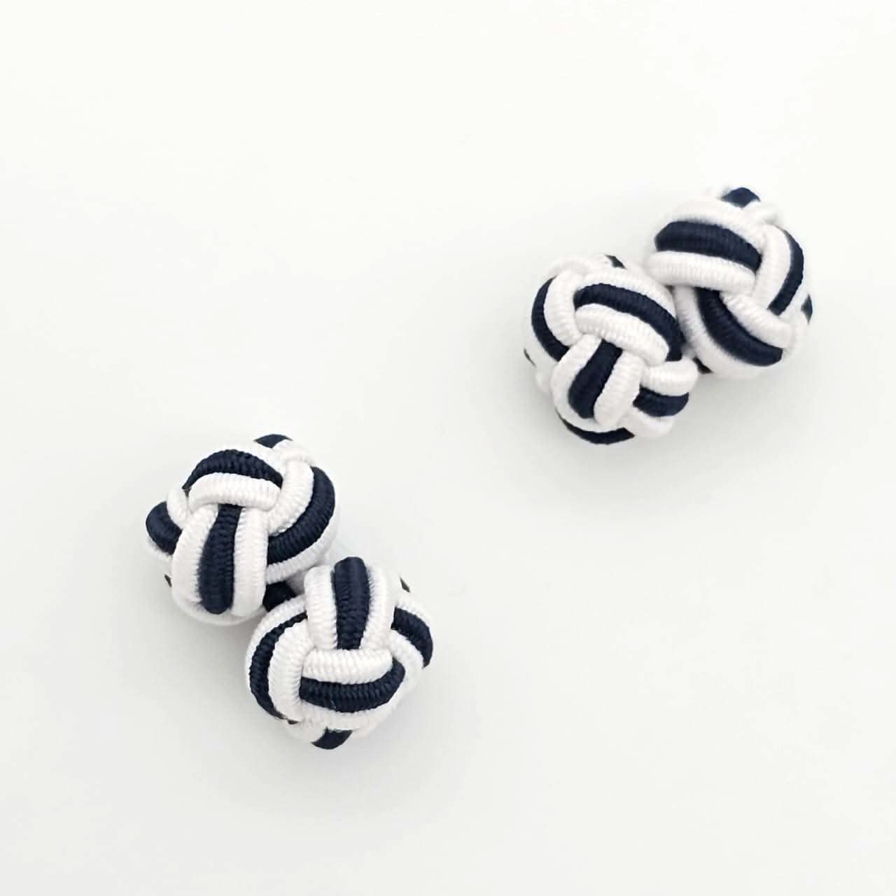 CUFFLINK SILK KNOT, TWIN-FIST, DUAL-COLOR WHITE & BLACK - KNisa Premium Men's Fashion Brand