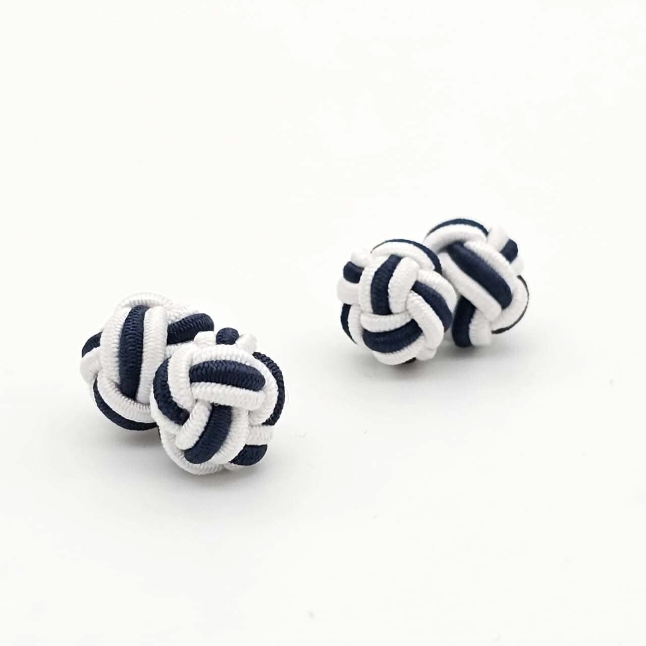 CUFFLINK SILK KNOT, TWIN-FIST, DUAL-COLOR WHITE & BLACK - KNisa Premium Men's Fashion Brand
