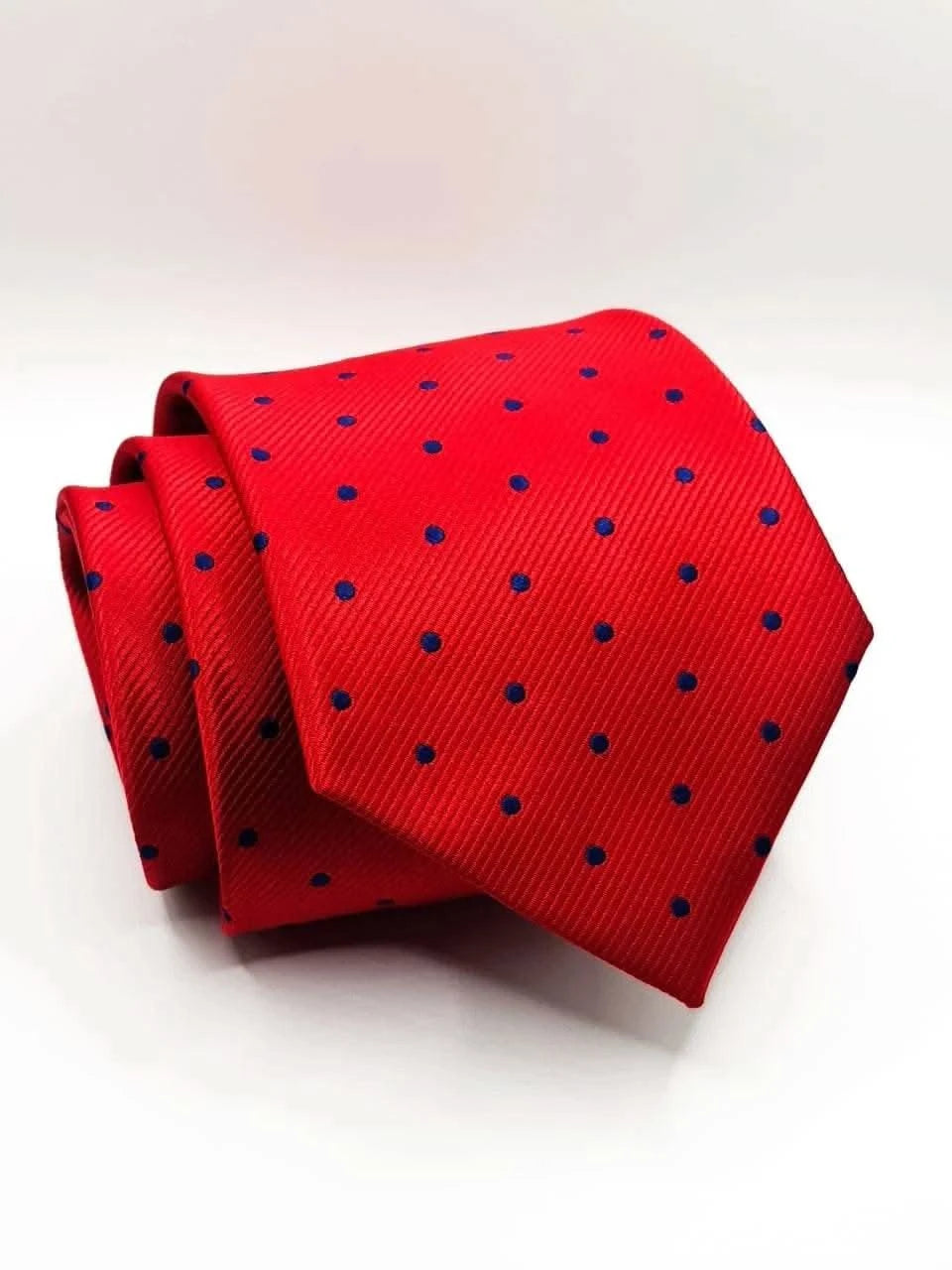 Polka Dot Red Tie With Pocket Square - KNisa Premium Men's Fashion Brand