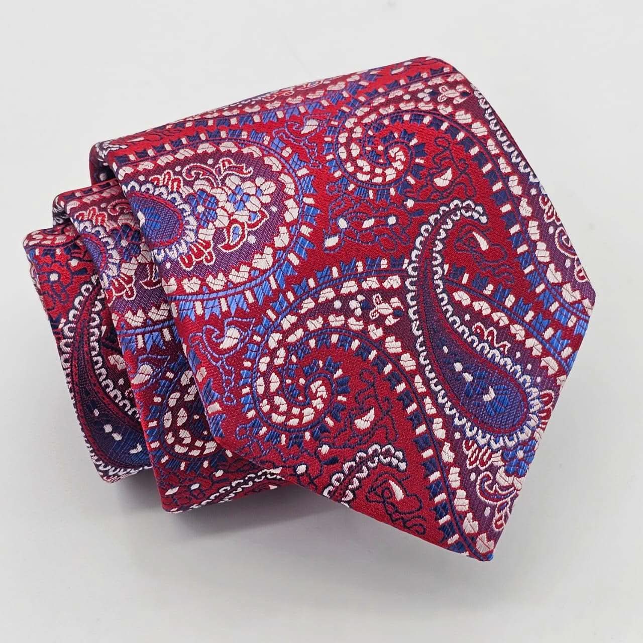Imperial Crimson Paisley Elegance Tie with Pocket Square - KNisa Premium Men's Fashion Brand