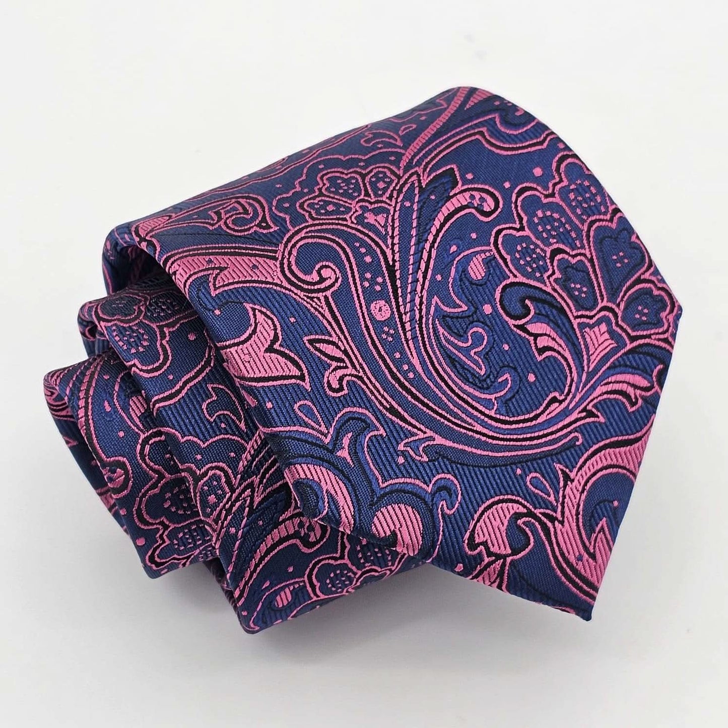 Bold Pink Paisley on Midnight Blue Canvas - KNisa Premium Men's Fashion Brand