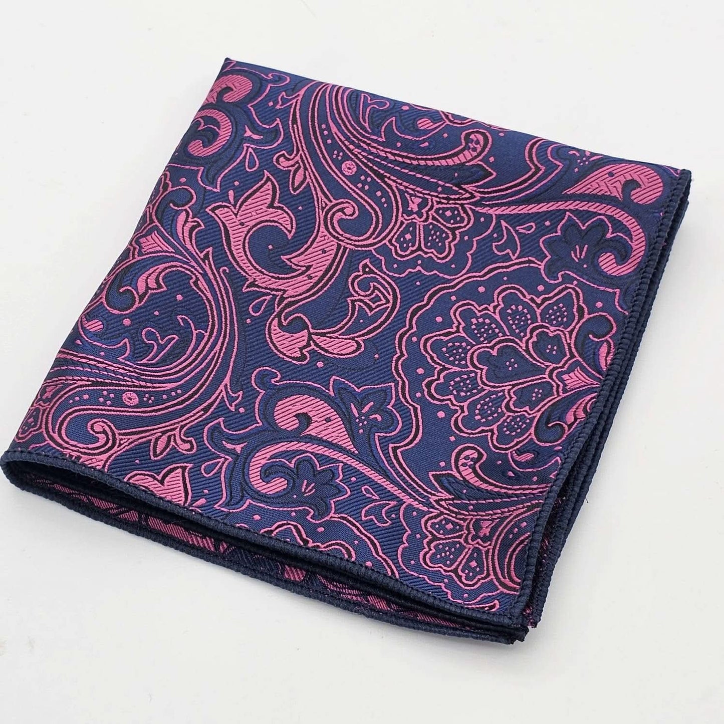 Bold Pink Paisley on Midnight Blue Canvas - KNisa Premium Men's Fashion Brand