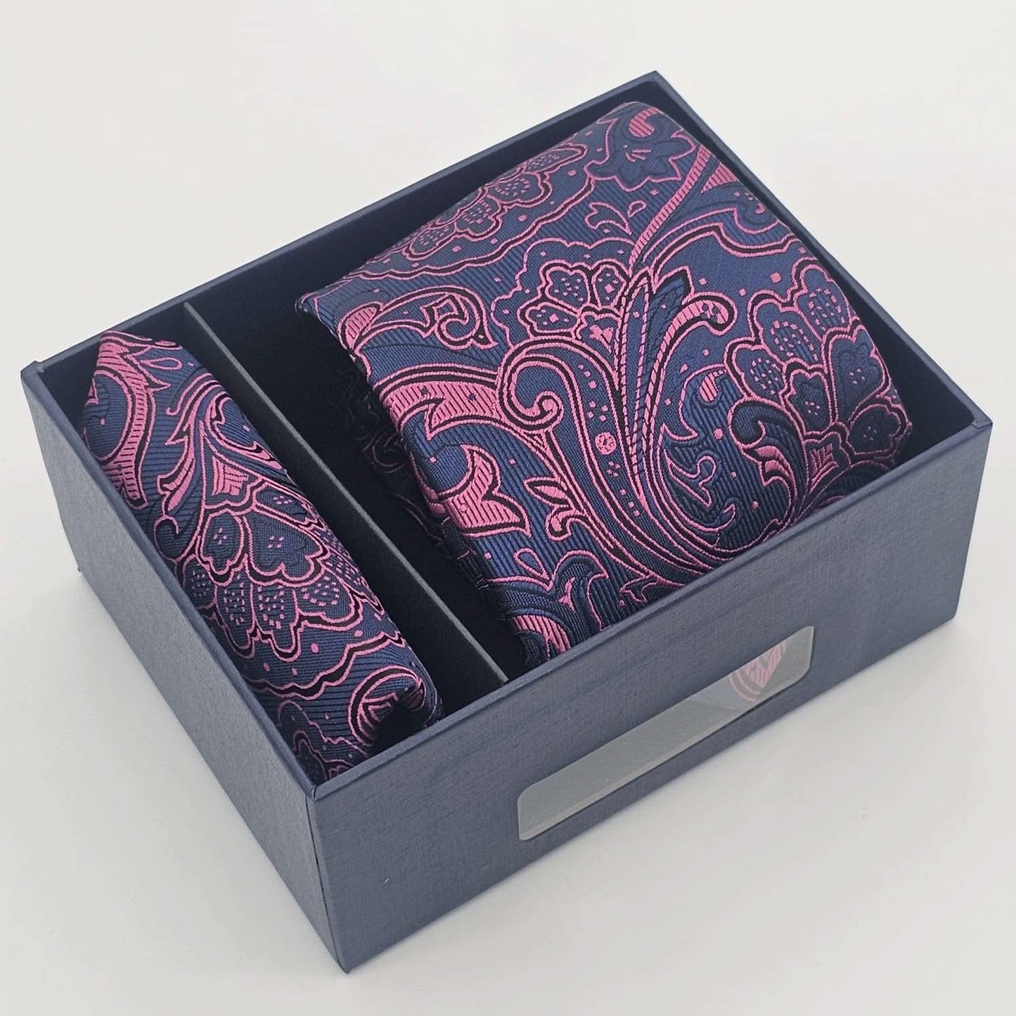 Bold Pink Paisley on Midnight Blue Canvas - KNisa Premium Men's Fashion Brand