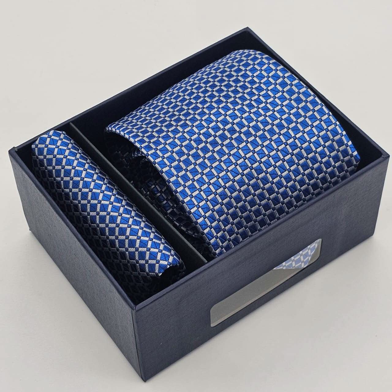 Royal Blue Lattice Elegance Tie Set - KNisa Premium Men's Fashion Brand