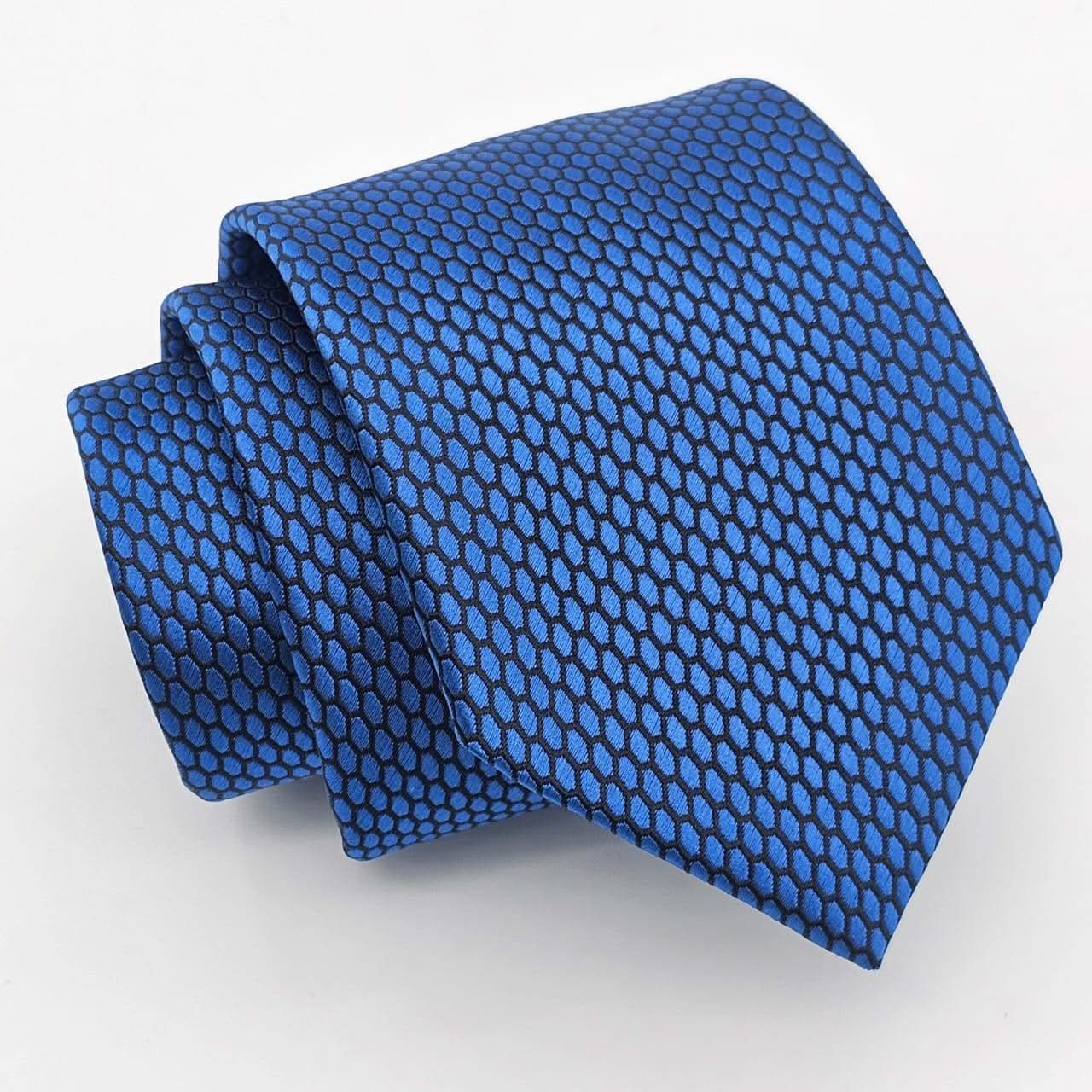Hexagonal Sapphire Style Tie with Pocket Square - KNisa Premium Men's Fashion Brand