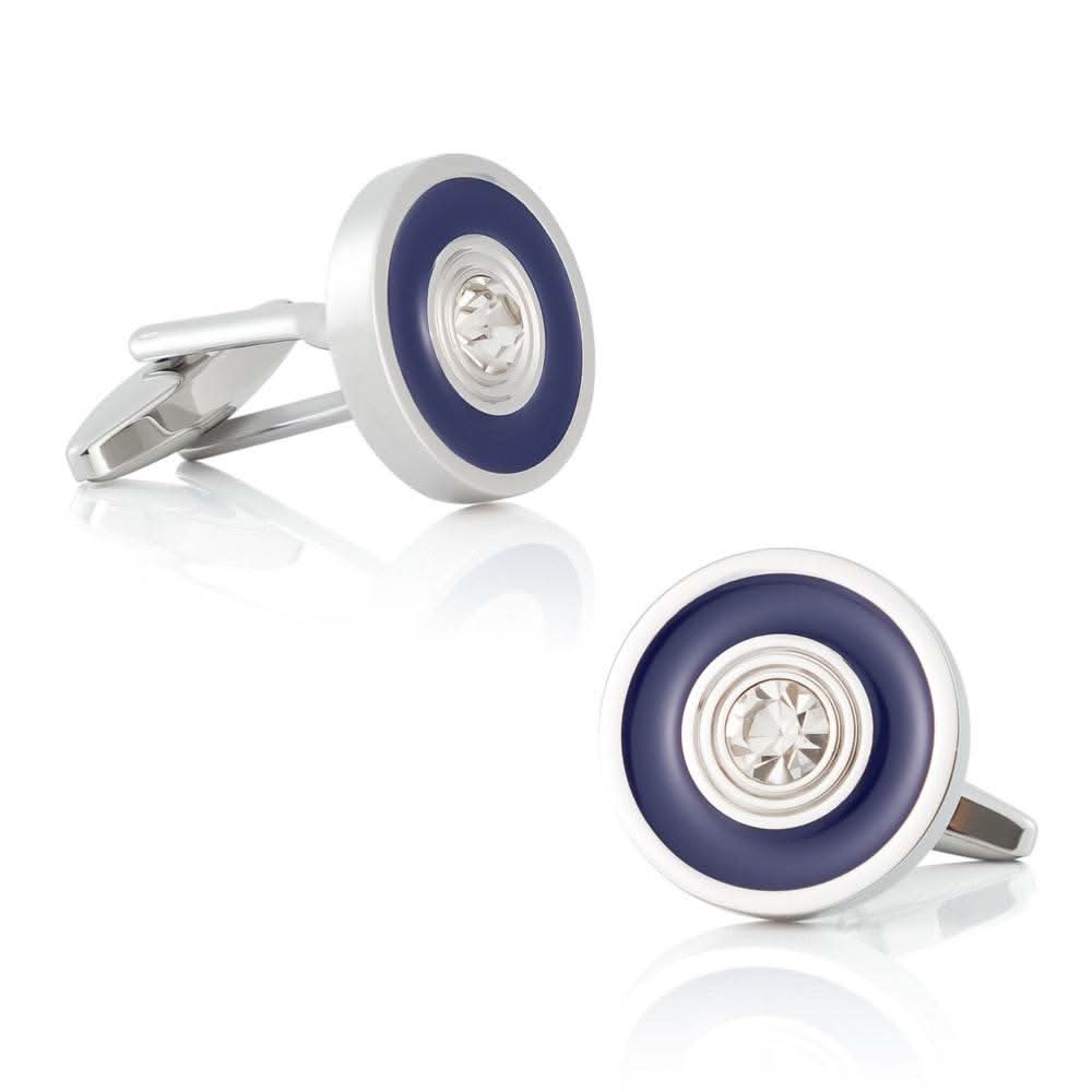Navy Halo with Crystal Core Cufflinks - KNisa Premium Men's Fashion Brand