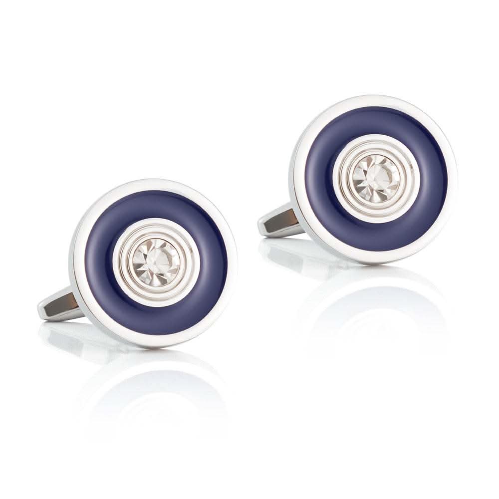 Navy Halo with Crystal Core Cufflinks - KNisa Premium Men's Fashion Brand