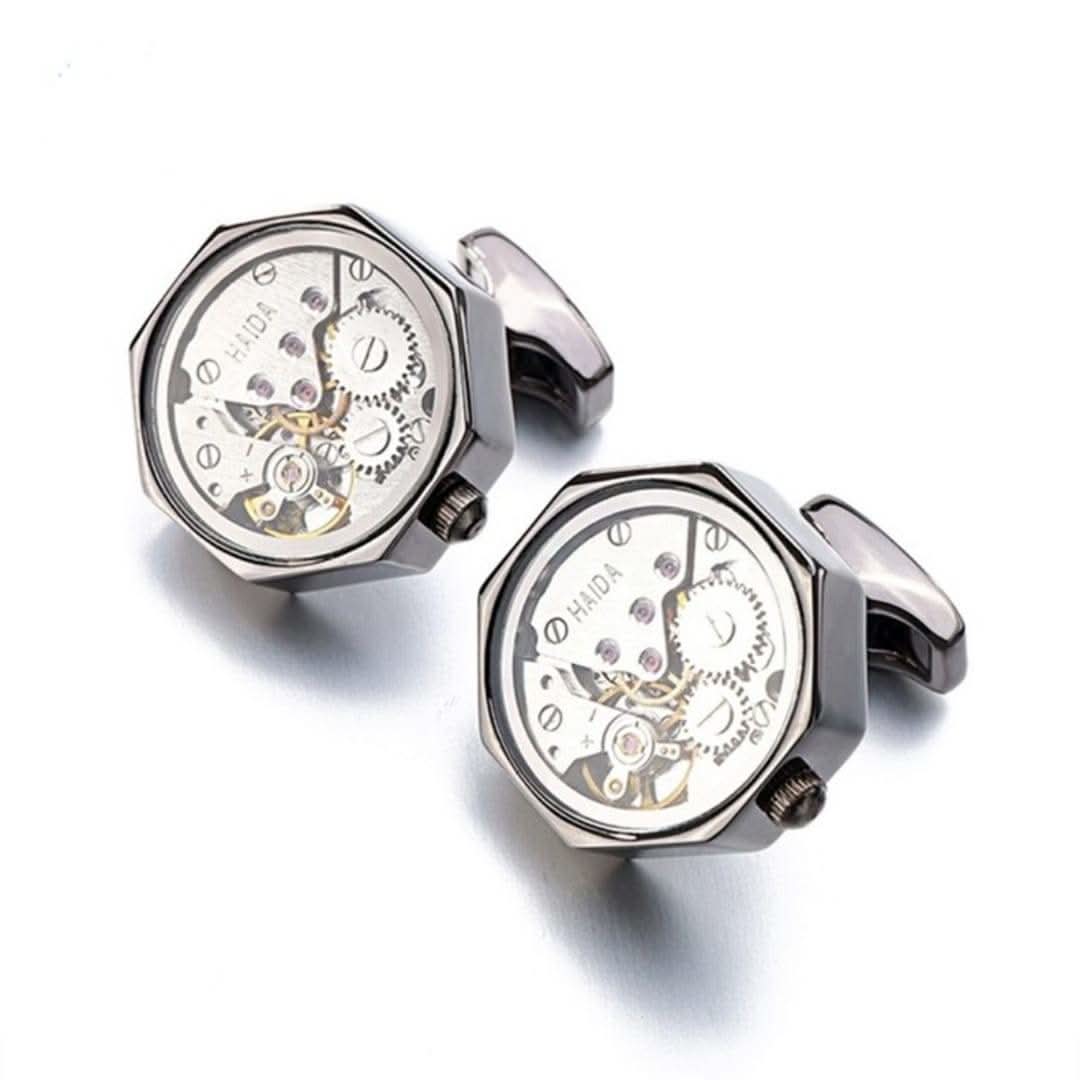 Luxury Silver Watch Movement Cufflinks - KNisa Premium Men's Fashion Brand