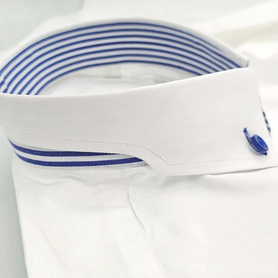 White Business Shirt with Oxford Blue Detail - KNisa Premium Men's Fashion Brand