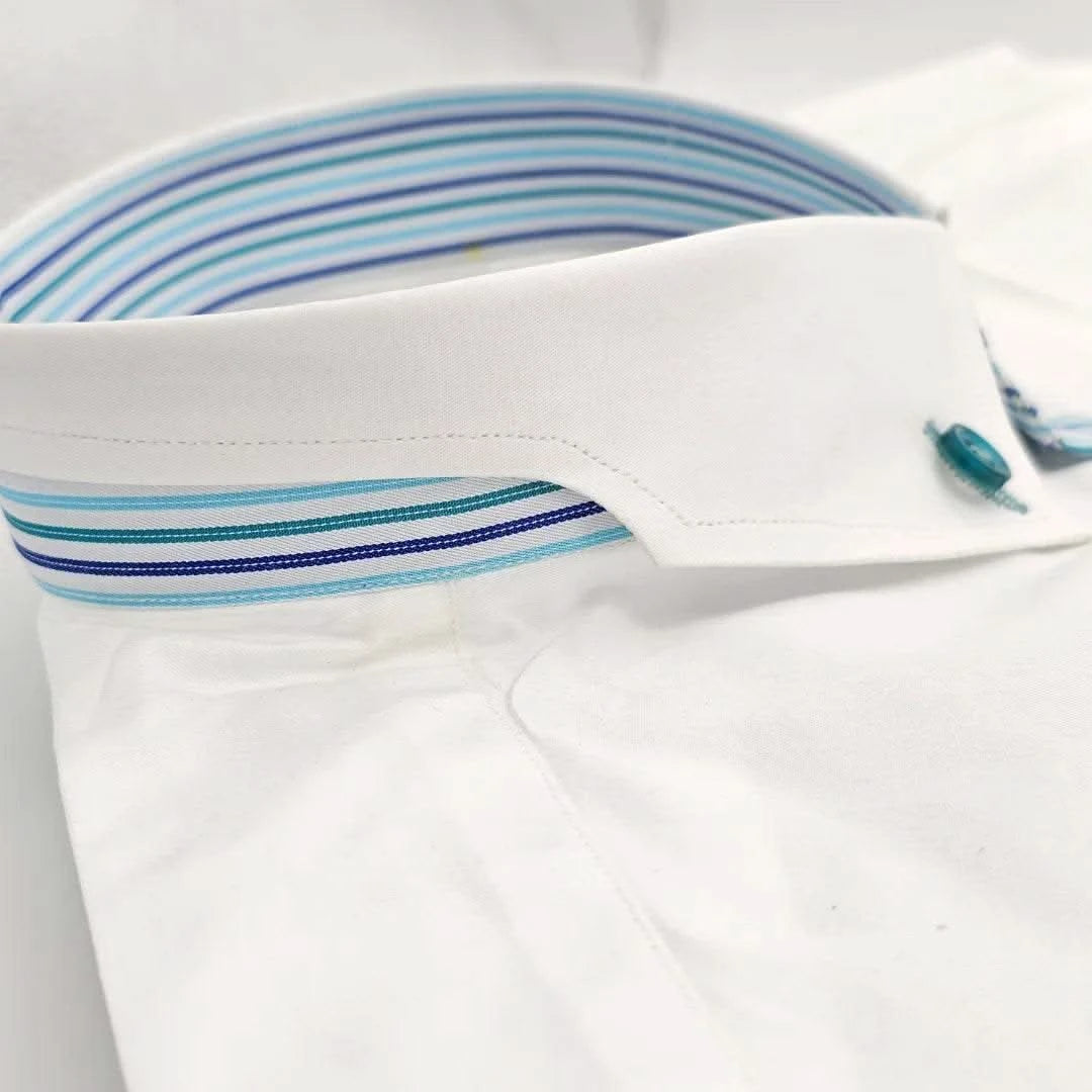 White Business Shirt with Rainbow Detail - KNisa Premium Men's Fashion Brand