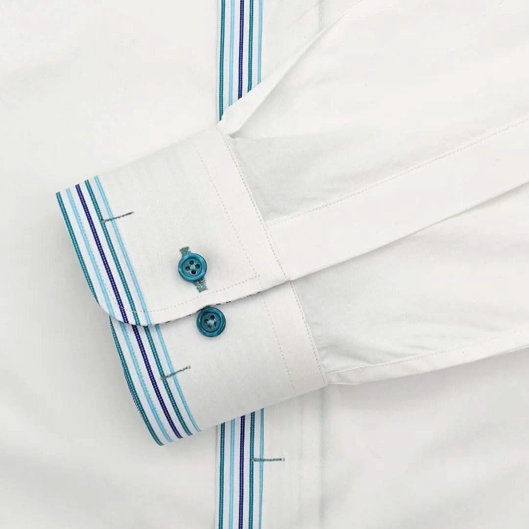 White Business Shirt with Rainbow Detail - KNisa Premium Men's Fashion Brand