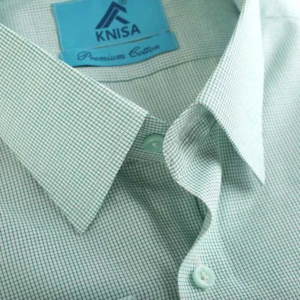 White & Green Box Pattern Shirt - KNisa Premium Men's Fashion Brand