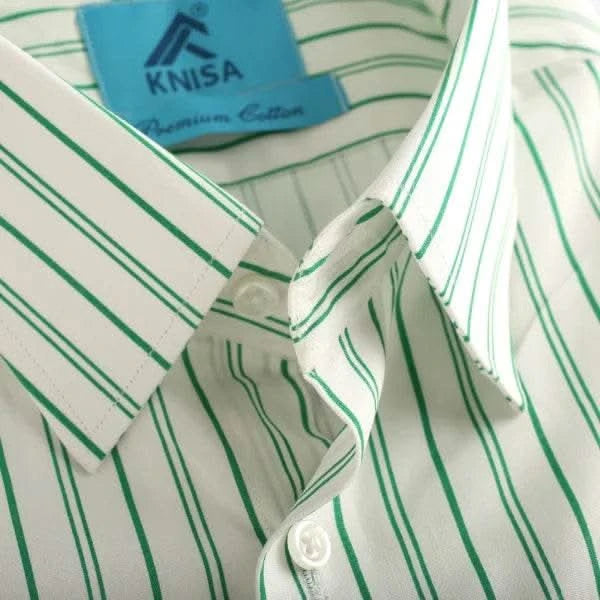 Wide White Green Pin Strip Shirt - KNisa Premium Men's Fashion Brand