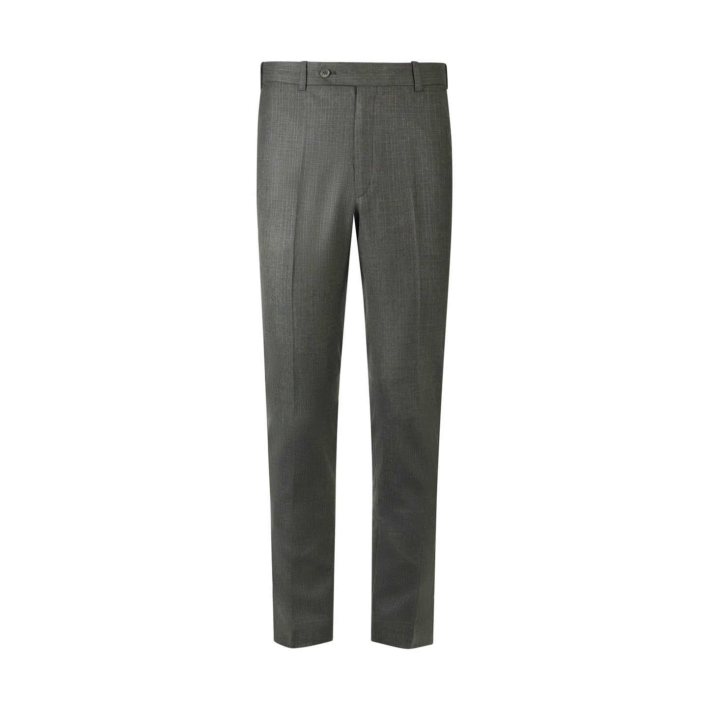 Classic Elegance Checked Men_s Dark Green Formal Trousers with Button Closure