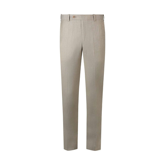 Refined Stripes Men's Beige Formal Trousers with Button Closure - KNisa Premium Men's Fashion Brand