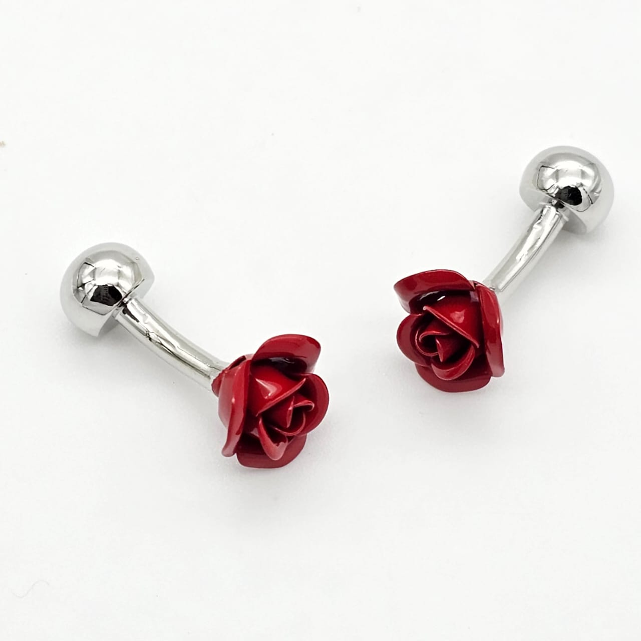 Crimson Rose Bloom Cufflinks