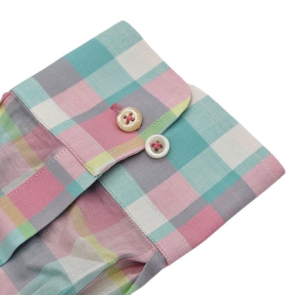 Stylish Pink & Sea Green Plaid Checkered Shirt