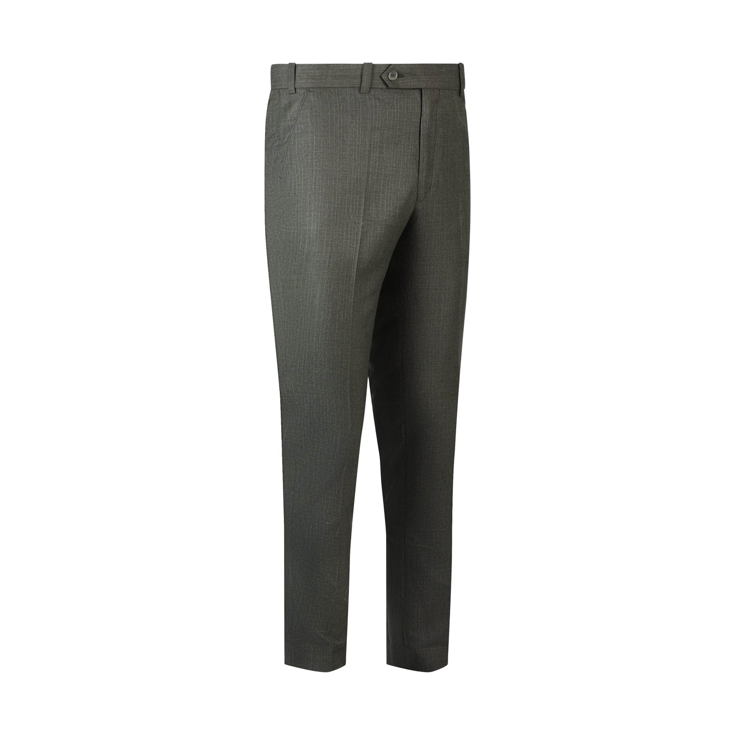 Classic Elegance Checked Men_s Dark Green Formal Trousers with Button Closure