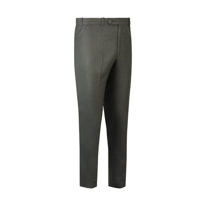 Classic Elegance Checked Men_s Dark Green Formal Trousers with Button Closure