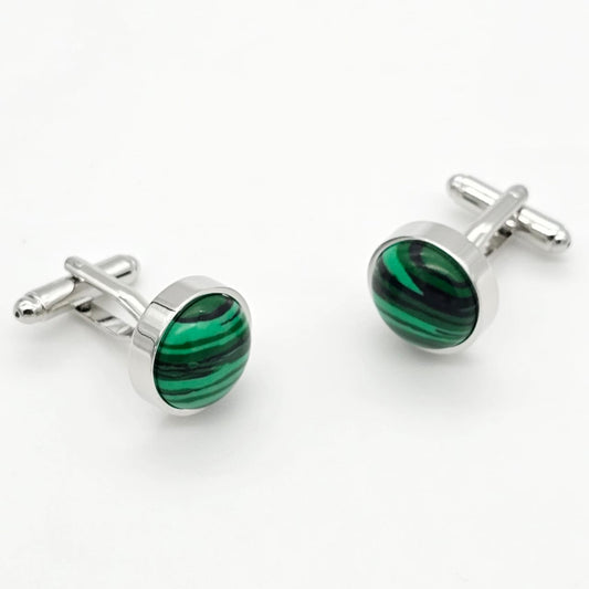 Emerald Wave Round Cufflinks