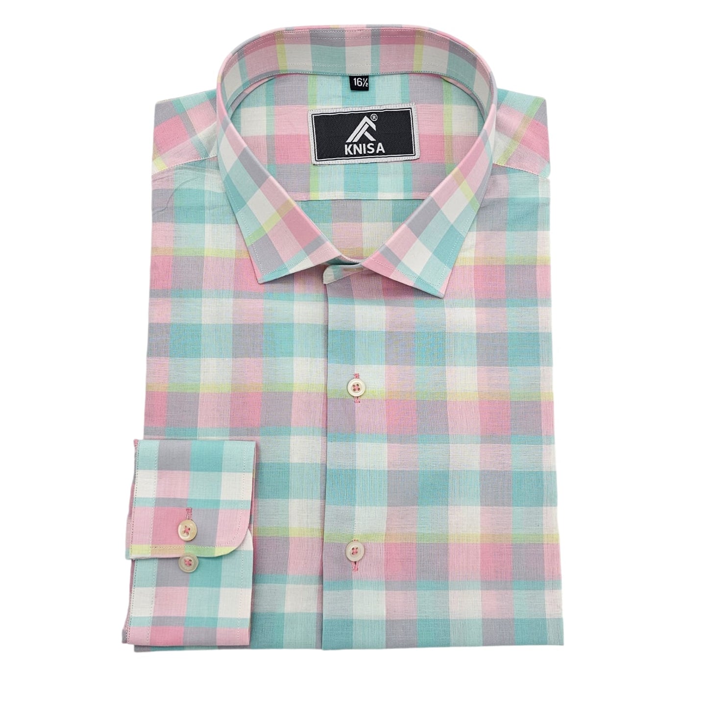 Stylish Pink & Sea Green Plaid Checkered Shirt