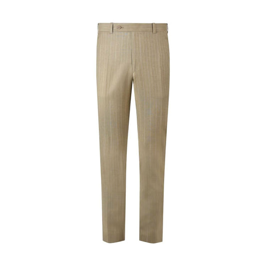 Refined Stripes Men's Tan Formal Trousers with Button Closure - KNisa Premium Men's Fashion Brand