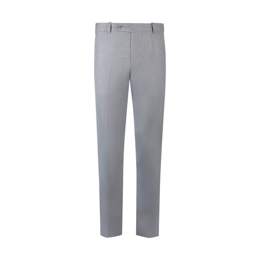 Classic Elegance Checked Men's Ash Grey Formal Trousers with Button Closure