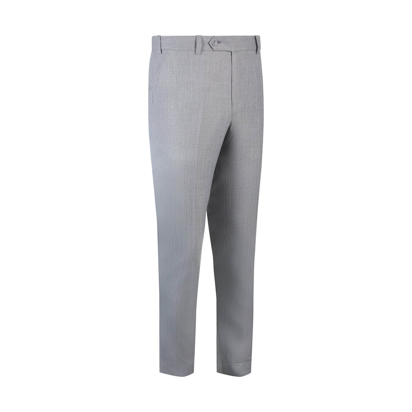 Classic Elegance Checked Men's Ash Grey Formal Trousers with Button Closure