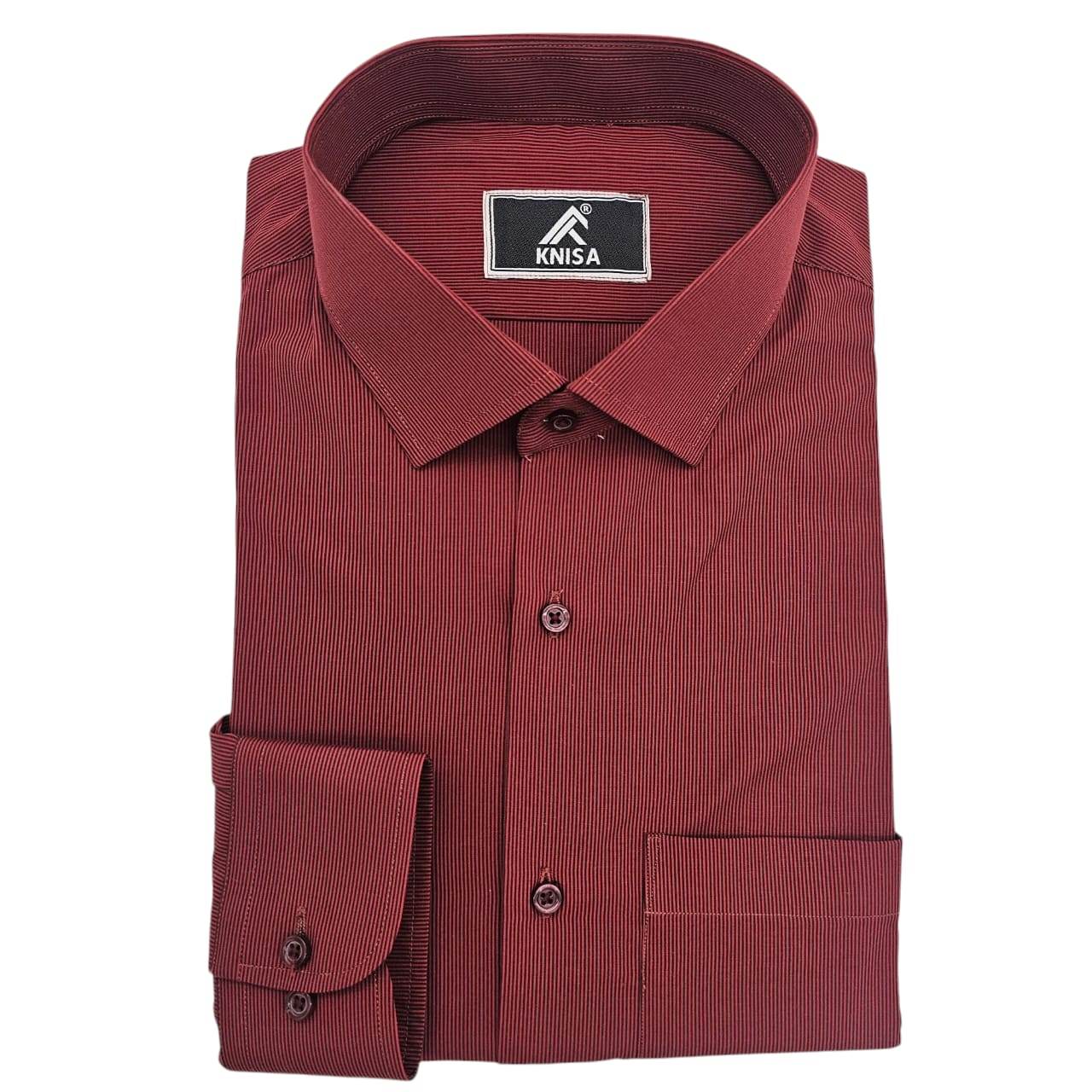 Maroon with Black Pin Strip Shirt - KNisa Premium Men's Fashion Brand