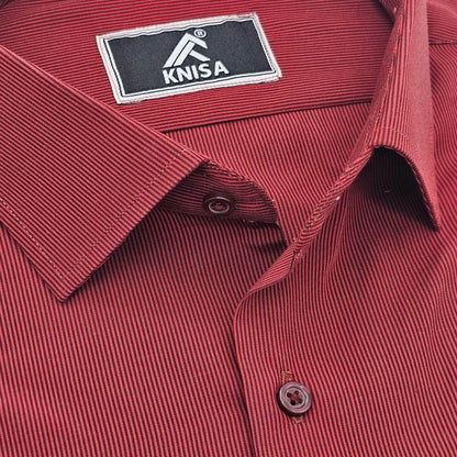Maroon with Black Pin Strip Shirt - KNisa Premium Men's Fashion Brand