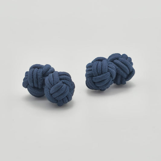 CUFFLINK SILK KNOT, TYPE UNI-COLOR TWIN-FIST, ASTROS NAVY BLUE