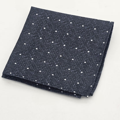 Midnight Luxe: Silver-Accented Polka Dot Tie with Matching Pocket Square