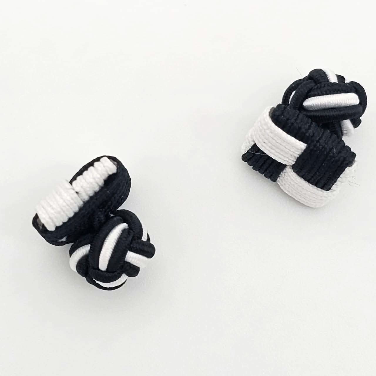 CUFFLINK SILK KNOT, SQUARE SHIELD & FIST DUAL-COLOR BLACK & WHITE - KNisa Premium Men's Fashion Brand
