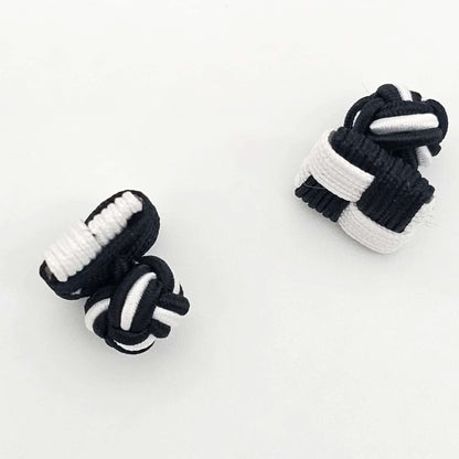 CUFFLINK SILK KNOT, SQUARE SHIELD & FIST DUAL-COLOR BLACK & WHITE - KNisa Premium Men's Fashion Brand
