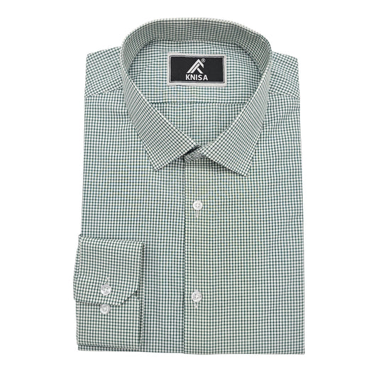 KNisa Gray Micro-Check Cotton Shirt