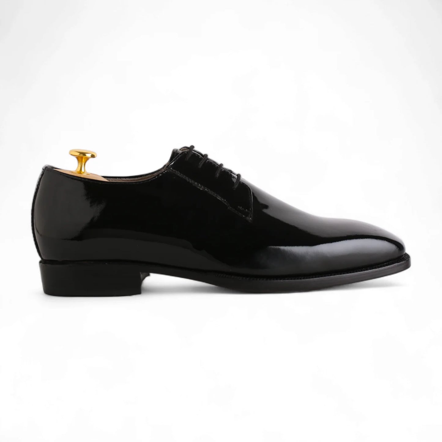 Handmade Black Patent Leather Derby Shoes