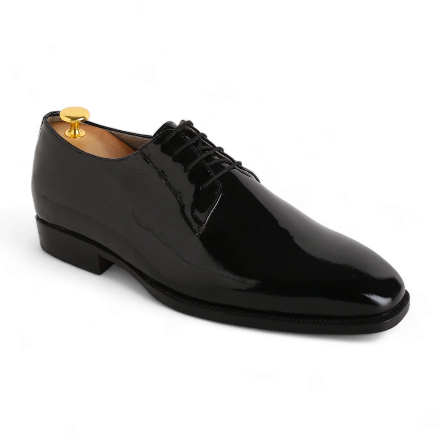 Handmade Black Patent Leather Derby Shoes