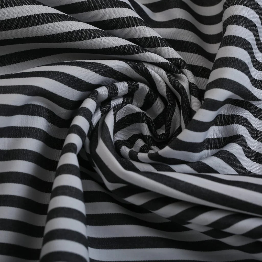 Black White Wide Strip Shirt Fabric