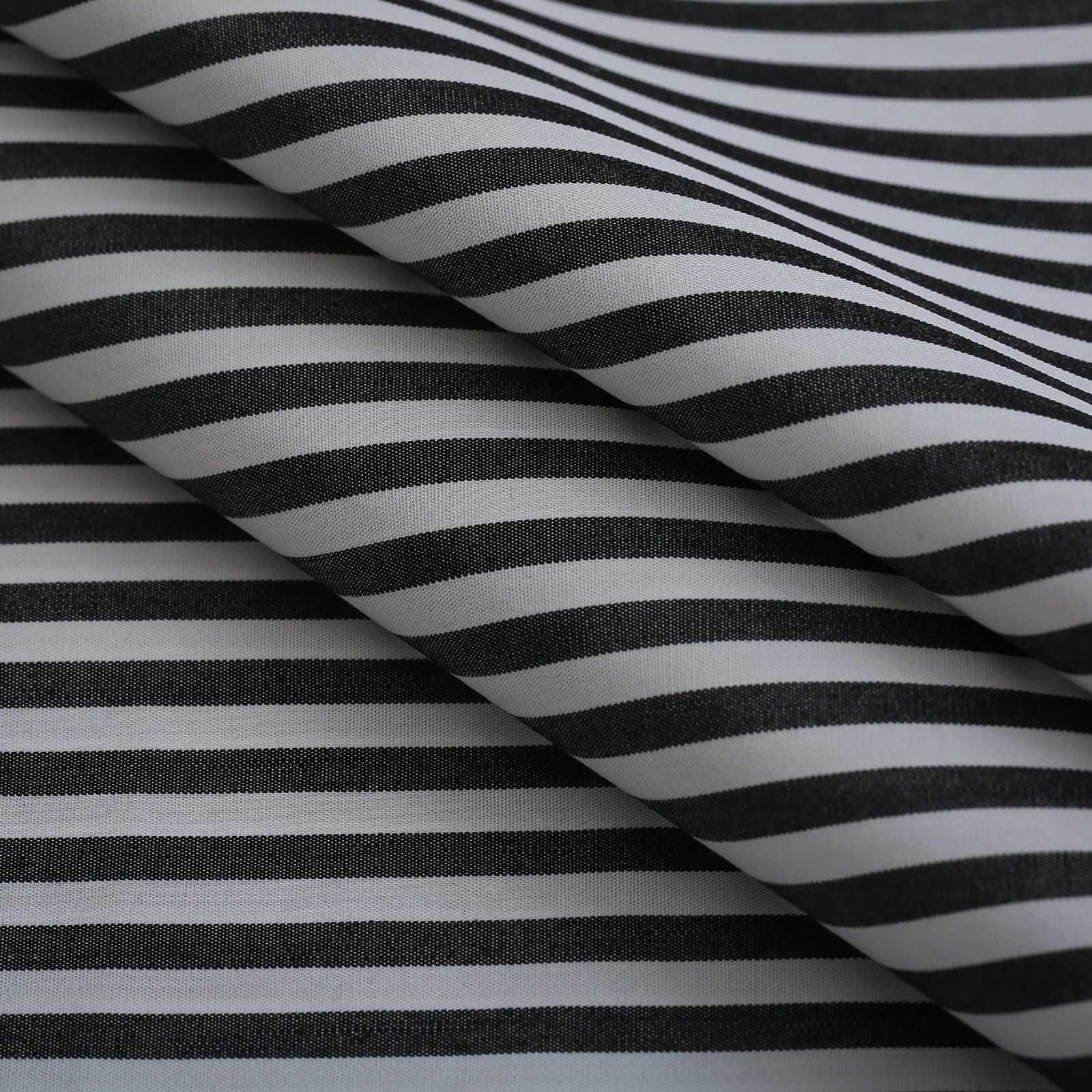 Black White Wide Strip Shirt Fabric