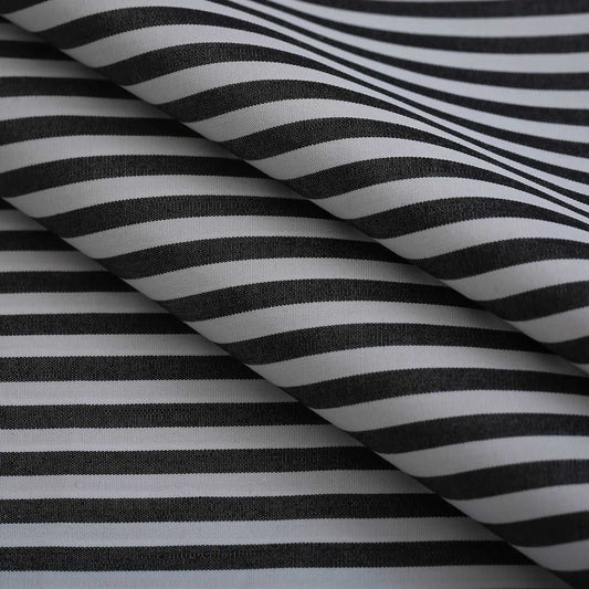 Black White Wide Strip Shirt Fabric