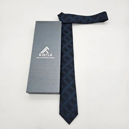 Blue Black Geometrical Tie