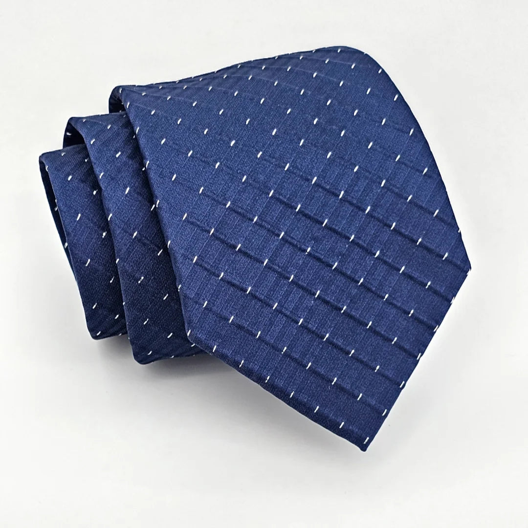 Blue Silver Dotted Tie with Pocket Square