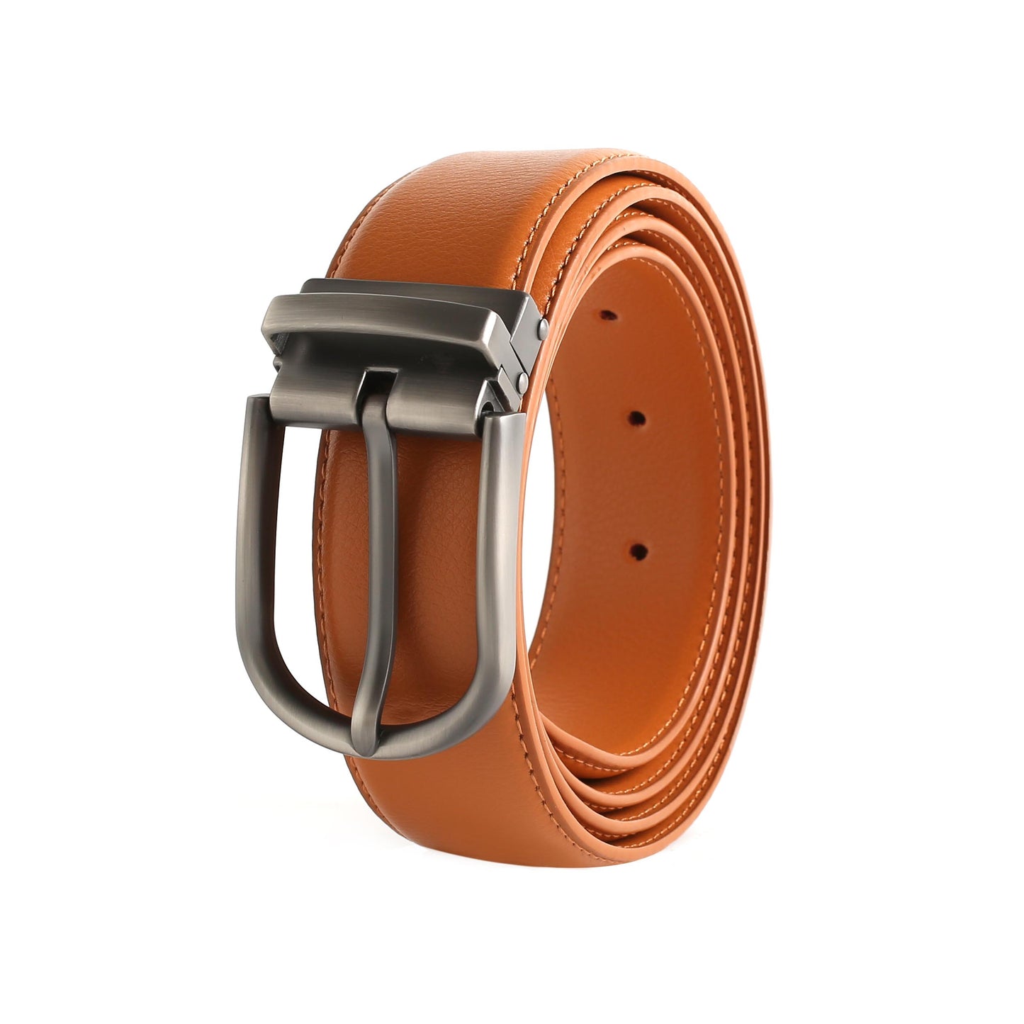 Light Brown Leather Belt with Silver Buckle