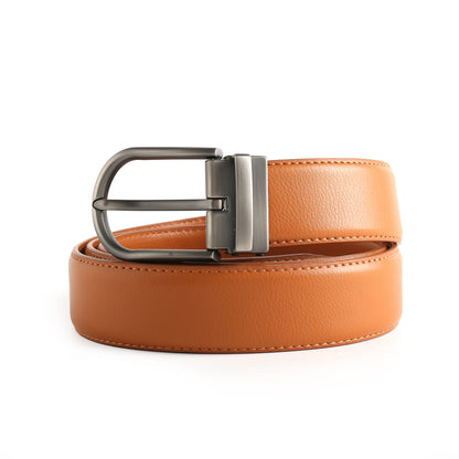 Light Brown Leather Belt with Silver Buckle