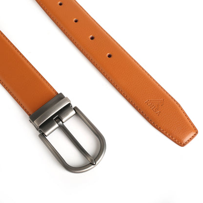 Light Brown Leather Belt with Silver Buckle