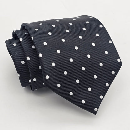 Classic Black Polka Dot Tie with Matching Pocket Square