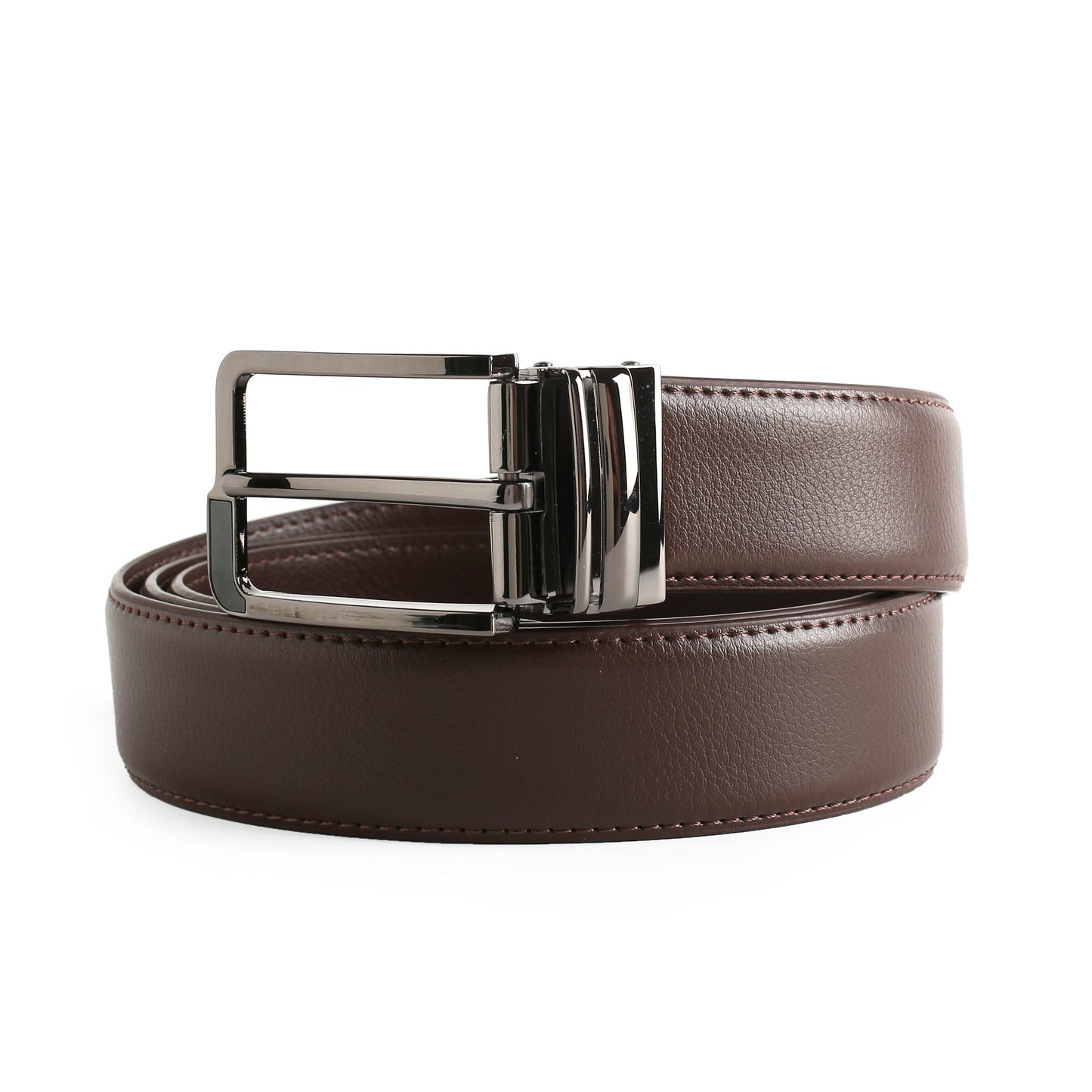 Brown Leather Belt with Silver Buckle