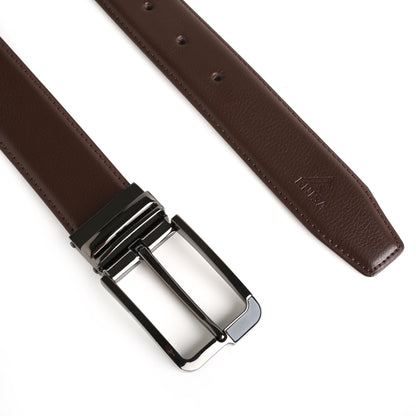 Brown Leather Belt with Silver Buckle