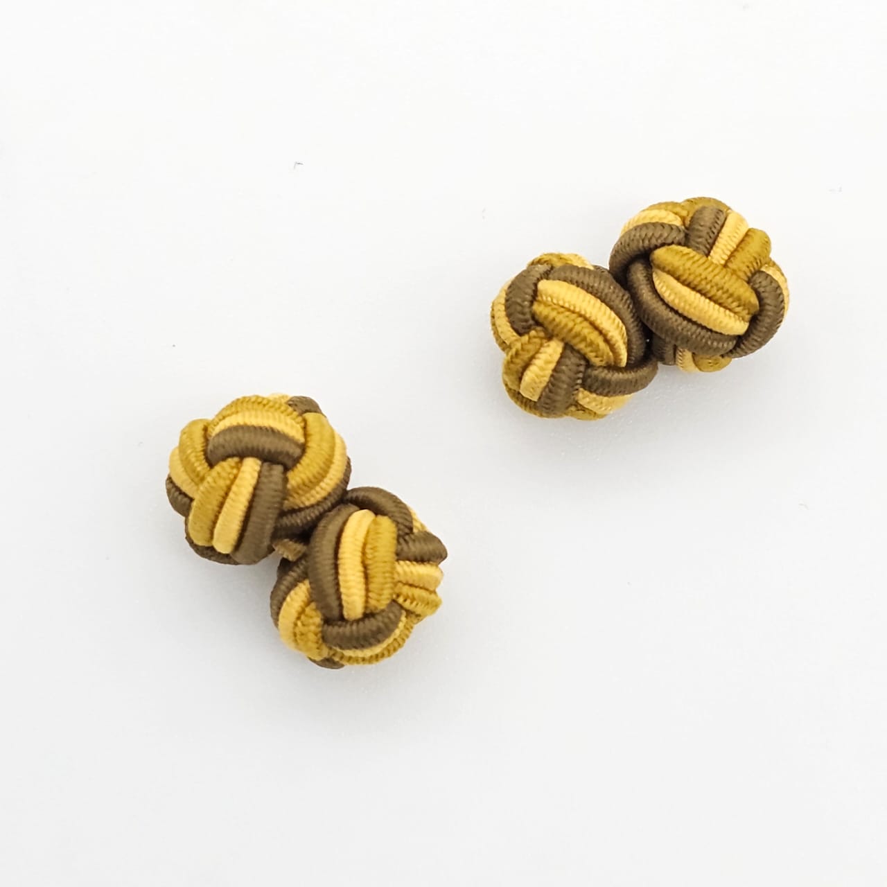 CUFFLINK SILK KNOT, TWIN-FIST, TRI-COLOR DARK BROWN RAINBOW